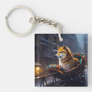 Shiba Inu Christmas Festive Season Key Ring