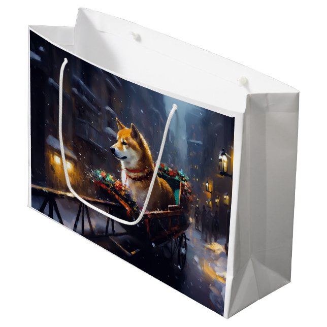 Shiba Inu Christmas Festive Season  Large Gift Bag (Front Angled)