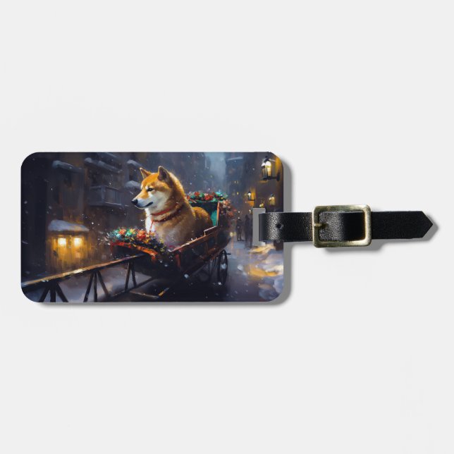 Shiba Inu Christmas Festive Season  Luggage Tag (Front Horizontal)