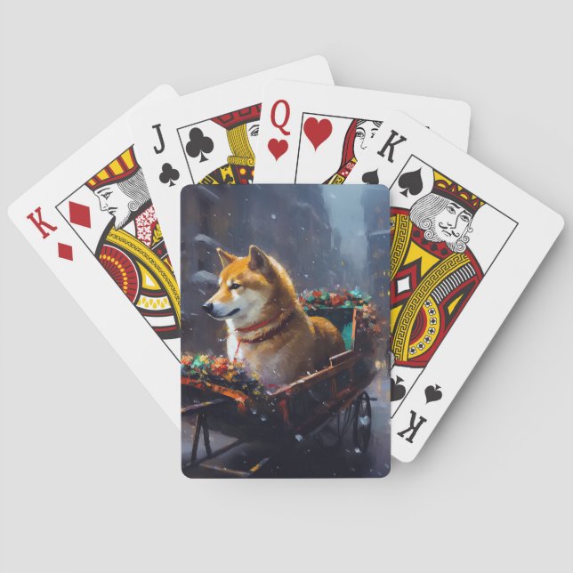 Shiba Inu Christmas Festive Season  Playing Cards (Back)