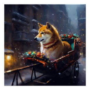 Shiba Inu Christmas Festive Season Poster