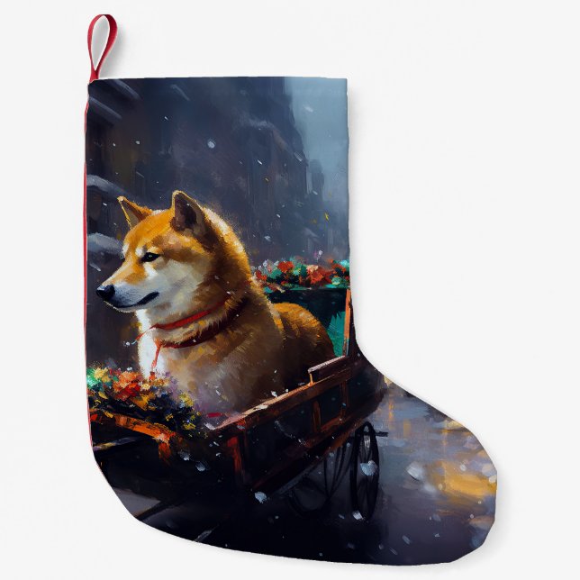 Shiba Inu Christmas Festive Season  Small Christmas Stocking (Front)