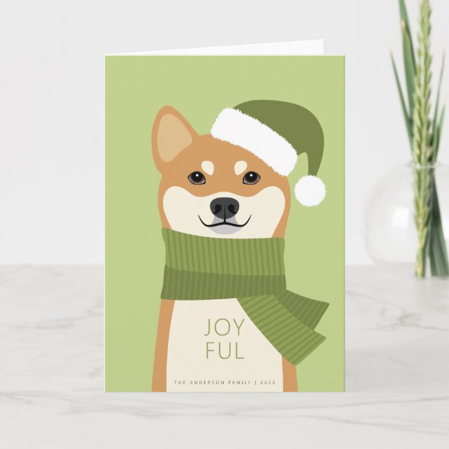 Shiba Inu Christmas Holiday Card (Front)