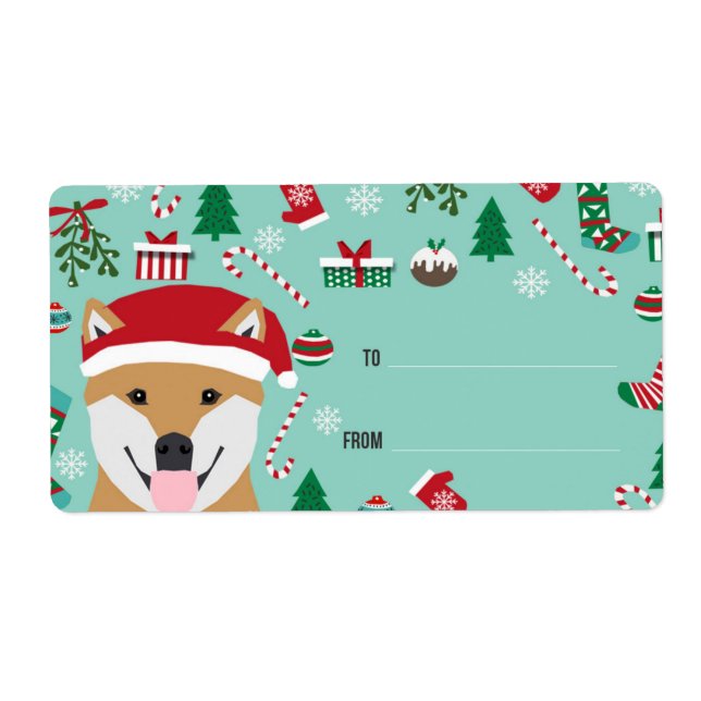 Shiba Inu Christmas labels  - doge christmas (Front)