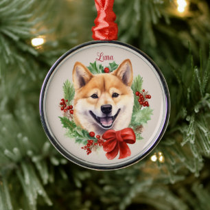 Shiba Inu Christmas Pet Memorial Dog Breed Metal Tree Decoration