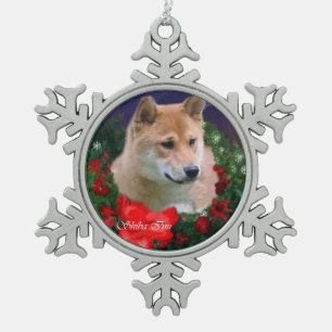 Shiba Inu Christmas Snowflake Pewter Christmas Ornament