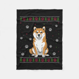 Shiba Inu Christmas Sweater Xmas Pet Animal Dog Lo Fleece Blanket