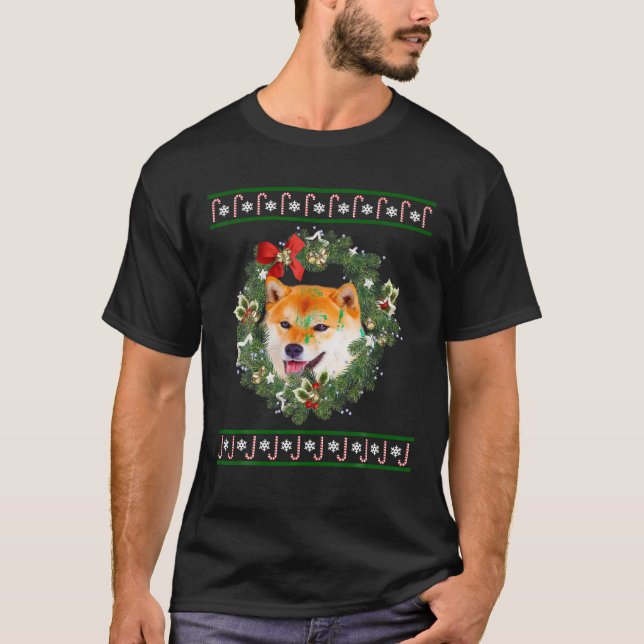 Shiba Inu Christmas Tree Dog Santa Xmas Tee Pajama (Front)