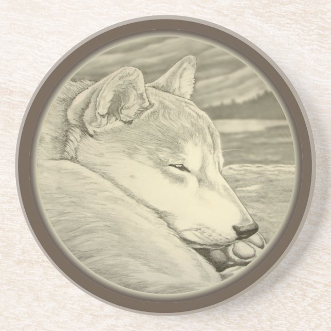 Shiba Inu Coaster Sleeping Guard Dog Coaster (Front)
