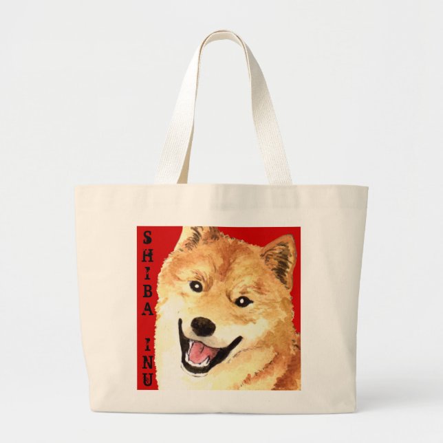 Shiba Inu Colour Block Large Tote Bag (Front)