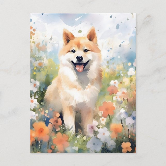 Shiba Inu colourful watercolor artwork Postcard (Front)