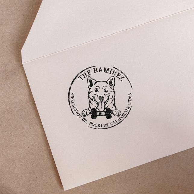 Shiba Inu Custom Family Return Address  Rubber Stamp (Creator Uploaded)