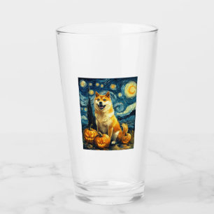 Shiba Inu Cute Dog Halloween Jack O Lantern Pumpki Glass