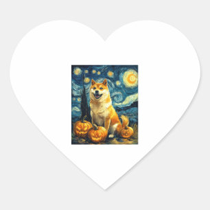 Shiba Inu Cute Dog Halloween Jack O Lantern Pumpki Heart Sticker