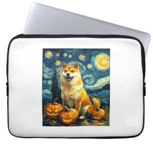 Shiba Inu Cute Dog Halloween Jack O Lantern Pumpki Laptop Sleeve