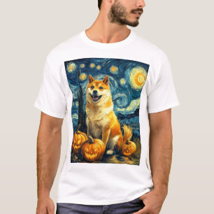 Shiba Inu Cute Dog Halloween Jack O Lantern Pumpki T-Shirt