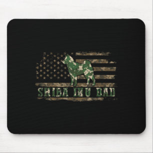 Shiba Inu Dad Camo American Flag Camouflage USA Mouse Mat