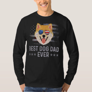 Shiba Inu Dad Vintage American Flag Patriotic Dog T-Shirt