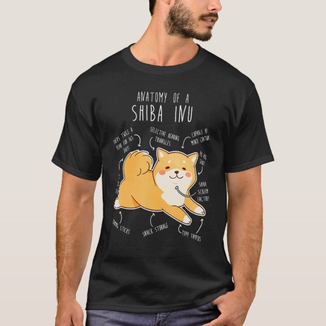 Shiba Inu Dog Anatomy  Pet Red Shibe Mom Cute Doge T-Shirt (Front)