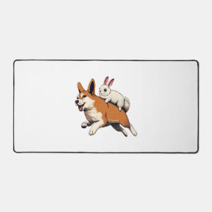 Shiba Inu Dog and Rabbit - Playful Together Design Desk Mat