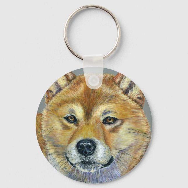 Shiba Inu Dog Art - Suki Key Ring (Front)