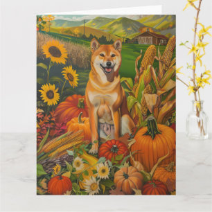Shiba Inu Dog Autumn Harvest Thanksgiving Card
