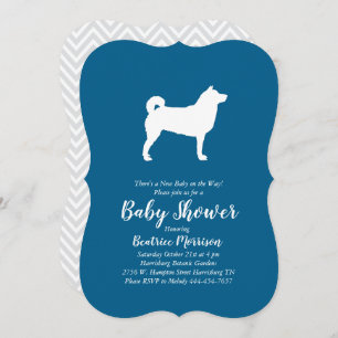 Shiba Inu Dog Baby Shower Boy Blue Invitation