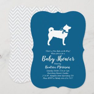 Shiba Inu Dog Baby Shower Boy Blue Invitation
