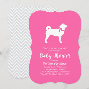Shiba Inu Dog Baby Shower Girl Pink Invitation