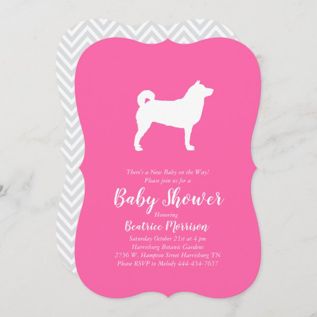 Shiba Inu Dog Baby Shower Girl Pink Invitation (Front/Back)