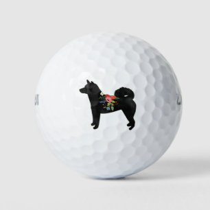 Shiba Inu Dog Breed Boho Floral Silhouette Golf Balls