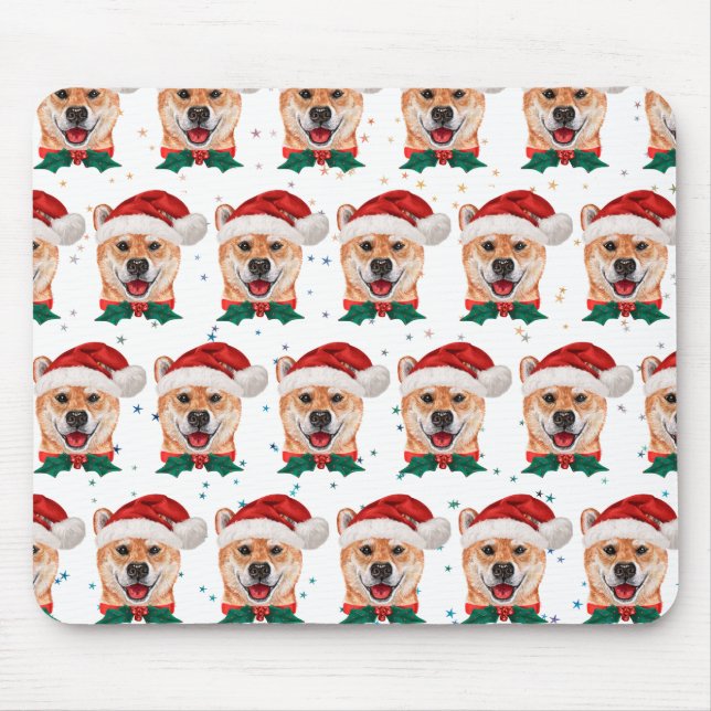 Shiba Inu Dog Breed Christmas Stars Mouse Mat (Front)