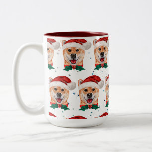 Shiba Inu Dog Breed Christmas Stars Two-Tone Coffee Mug
