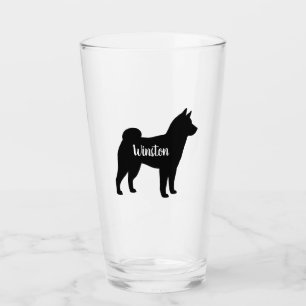 Shiba Inu Dog Breed Silhouette Personalised Glass