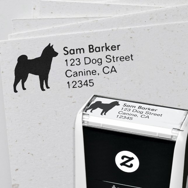 Shiba Inu Dog Breed Silhouette Return Address Self-inking Stamp (Creator Uploaded)