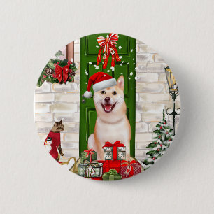 Shiba Inu Dog Christmas 6 Cm Round Badge
