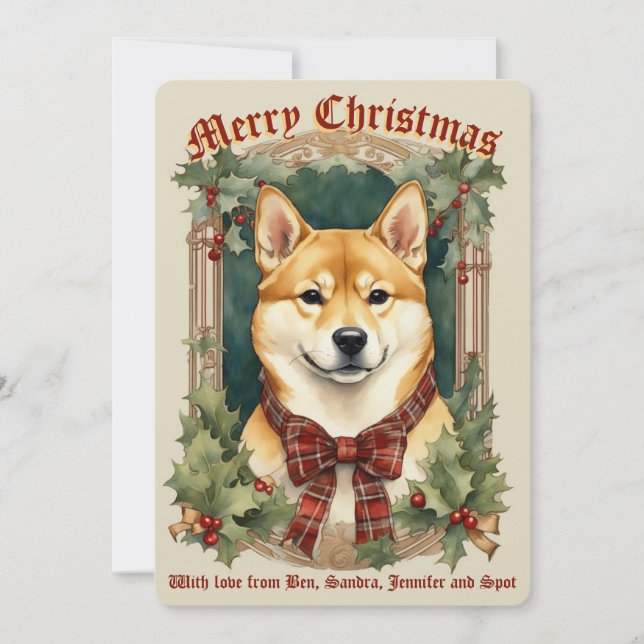 Shiba Inu Dog Christmas Card (Front)