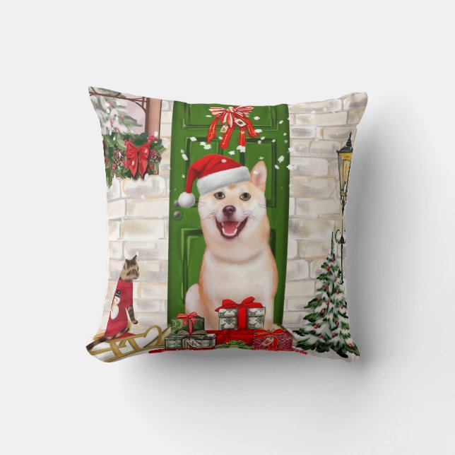 Shiba Inu Dog Christmas Cushion (Front)