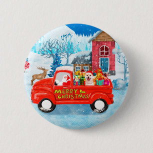 Shiba Inu Dog Christmas Delivery Truck Snow 6 Cm Round Badge