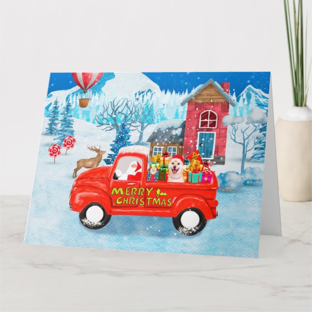 Shiba Inu Dog Christmas Delivery Truck Snow Card (Front)