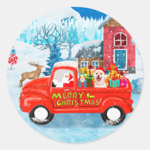 Shiba Inu Dog Christmas Delivery Truck Snow  Classic Round Sticker
