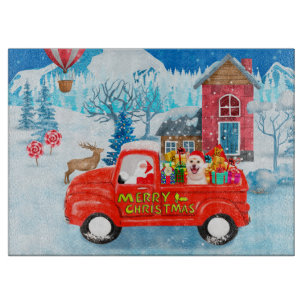 Shiba Inu Dog Christmas Delivery Truck Snow Cutting Board