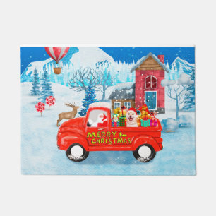 Shiba Inu Dog Christmas Delivery Truck Snow Doormat
