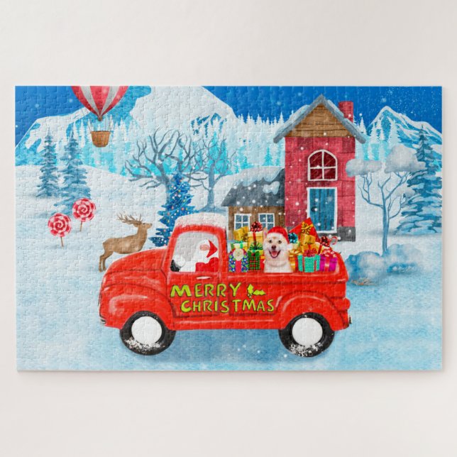 Shiba Inu Dog Christmas Delivery Truck Snow Jigsaw Puzzle (Horizontal)