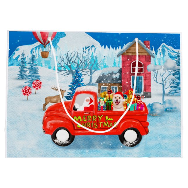Shiba Inu Dog Christmas Delivery Truck Snow Large Gift Bag (Back)