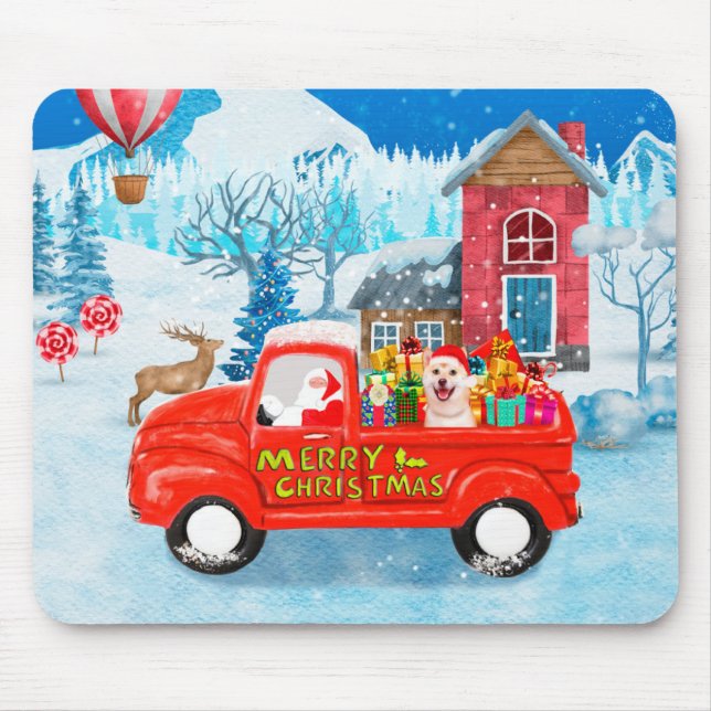 Shiba Inu Dog Christmas Delivery Truck Snow Mouse Mat (Front)