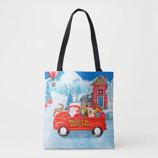 Shiba Inu Dog Christmas Delivery Truck Snow Tote Bag (Front)