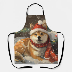 Shiba Inu Dog Christmas Festive Apron