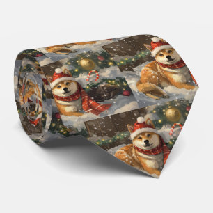 Shiba Inu Dog Christmas Festive Tie