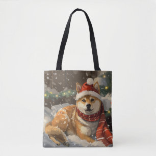Shiba Inu Dog Christmas Festive Tote Bag